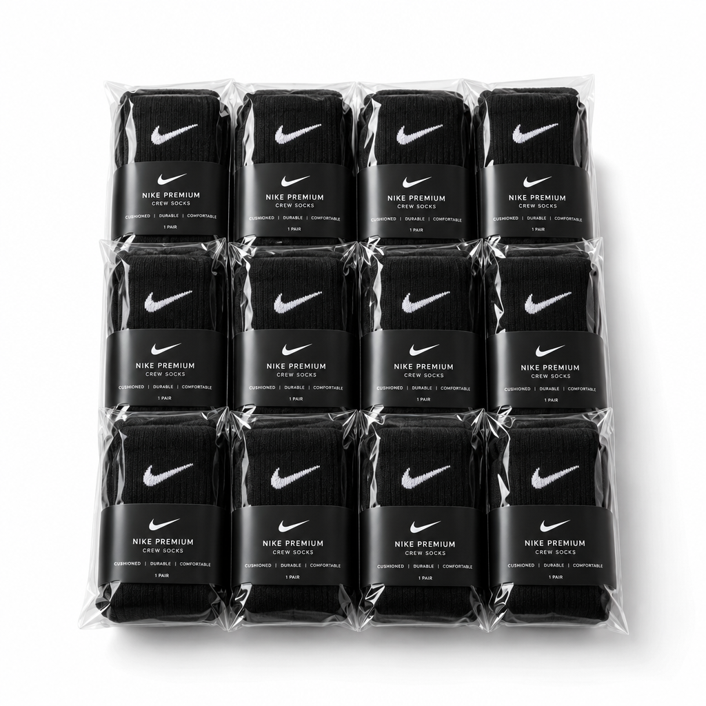 Calcetas Nike Premium Crew enrolladas en bolsa de celofán