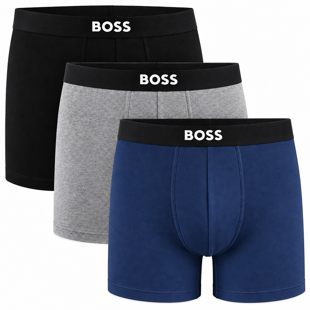 Pack 3 Boxers BOSS Negro, Gris y Azul